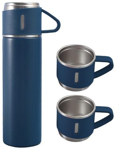 Botellas de agua con aislamiento de vacío, botella de agua de acero inoxidable de 500 ml con 3 cubiertas, taza de viaje para té de café frío y caliente, organización de almacenamiento de cocina