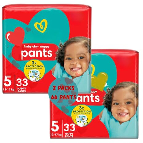 Baby-Dry Nappy Size 5 (12-17kg) Pants Bundle, 2 Packs of 33