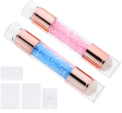 Zerodeko Timbratore per Unghie Doppia Testa in Silicone Blu 2 Pezzi per Manicure Professionale e Principianti per Salone e Uso Domestico