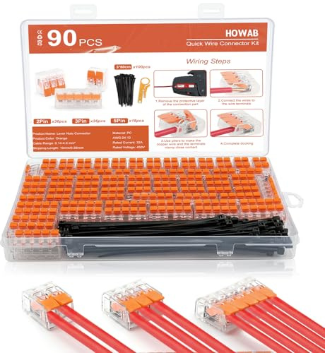 90PCS Conectores Electricos Rapidos 36×2 Puertos/36×3 Puertos/18×5 Puertos