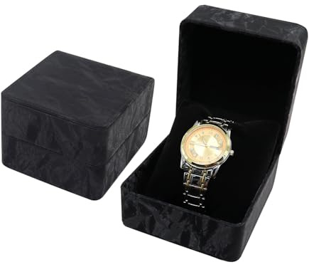 AfitLulu Boîte de rangement pour montres individuelle avec coussin amovible en PU pour femmes et hommes, boîtier en cuir PU pour montres-bracelets, smartwatches (cuir-noir-A)
