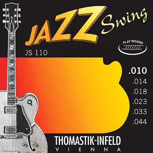 Thomastik-Infeld, Corde per chitarra elettrica Jazz Swing Series Nickel Flat Wound, Set, JS110, extra light .010 - .044w