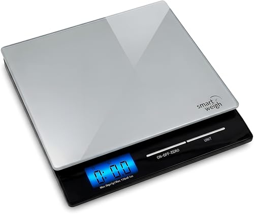 Smart Weigh Balance Professionnelle de cuisine et postale numérique avec Plate-forme en verre trempé, Modes de pesée multiples et Fonction Tare, Argent