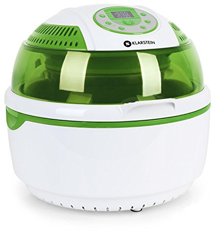 Klarstein Vitair Freidora de Aire Caliente Sin Aceite (1.400W, Multifunción, Calor por Infrarrojo, Programable, 9 Litros de Capacidad, Accesorios Fritura) - Blanco Verde