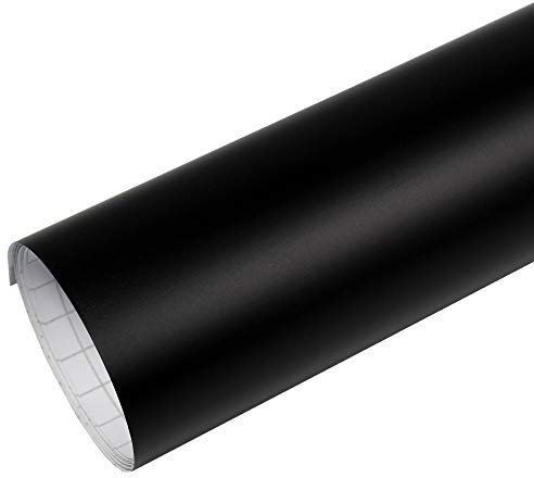 Rapid Teck® 5,26€/m Premium Matt Schwarz - 3m x 1,52m - Blasenfrei mit Luftkanälen - Auto Folierung - Car Wrapping Folie - Schwarze Folie Auto