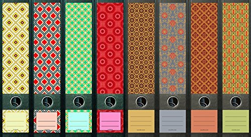 8er Set Ordnerrücken für breite Ordner Pattern Ordner Aufkleber Etiketten Deko 474 323