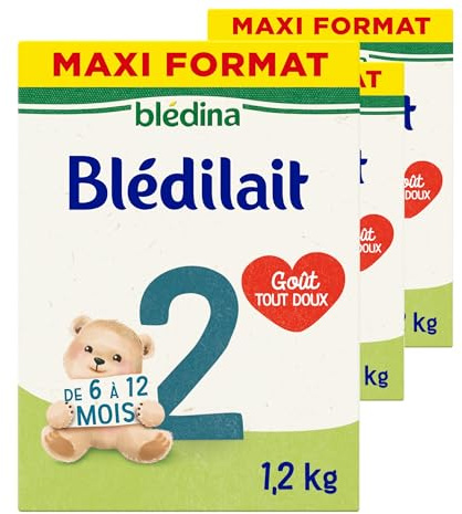 Blédina Blédilait 2, Lait en Poudre pour Bébé, De 6 Mois à 12 Mois, 1,2kg (Boîtex3)