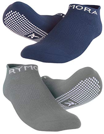 Rymora Non Slip Anti Skid Grip Socks (2 Pairs: Grey & Navy) (UK 9-11) [L]