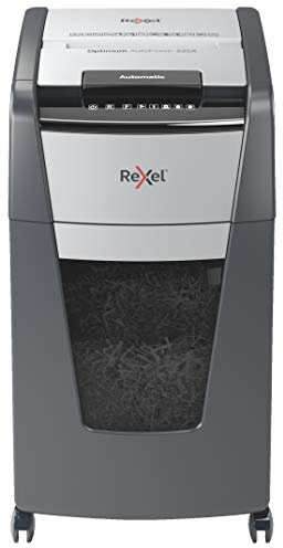Rexel Optimum AutoFeed+ 225X Automatischer Aktenvernichter CH, 225 Blatt, Sicherheitsstufe P4, Partikelschnitt, für Büros und Abteillungen, 60l Abfallbehälter, mit Schweizer Netzstecker, 2020225XCH
