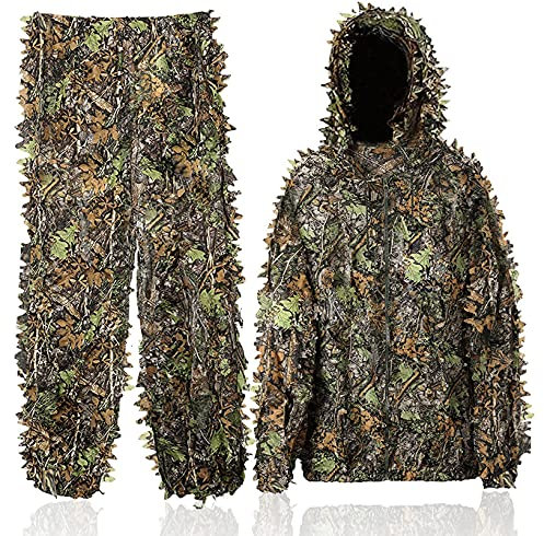 Favuit Ghillie Suit, 3D Leafy Woodland Camouflage Clothes, Adult Youth Size