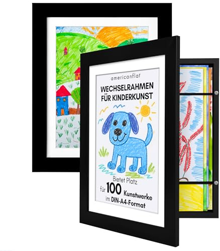 Americanflat 8.5x11 Changeable Kids Art Frame 2-Pack - Black