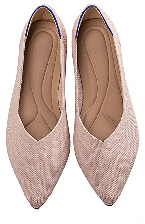 MACHSWON Women’s Ballet Dressy Flats Pointed Toe Knit Dress Shoes Slip On Casual Foldable Ballerina Walking Shoes