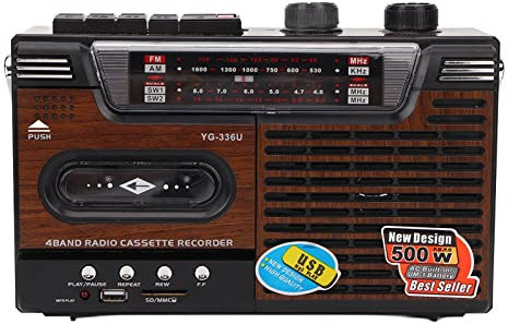 Retro Radio Cassette Player, AM/FM Radio Stereo Portable Cassette Player CasetteTape Player Recorder with Earphone Jack, Support Storage Card and USB (UK Plug)