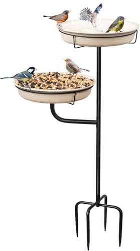 Bain d'oiseaux - Bol de bain pour oiseaux sauvages - Sur pied - Blanc