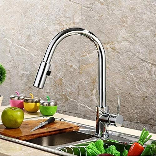 SANTPOT Ausziehbarer Messing-Niederdruck-Küchenarmatur, Schwarze Farbe, Deck-Küchenarmatur, Mischbatterie, Herausziehbar