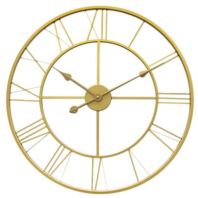 techno line WT1618, 60 cm väggklocka i guld med romerska siffror, filigran, diskret metall