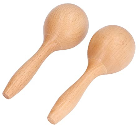 Strumenti a Percussione Manuale Maracas Portatili in Legno di Faggio da 2 Pezzi con Suono Chiaro e Aspetto Lucido per Feste e Concerti, Dimensioni 14x5x5 Cm