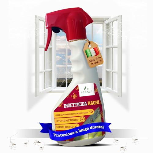 LERAVA® Insetticida Ragni [Azione Rapida] - Agisce Rapidamente per Eliminare i Ragni - Pronto all'Uso per Interno ed Esterno - Protezione Efficace Contro Ragnatele e Insetti - Spray ragni 500ml