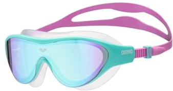 ARENA Unisex Kids Junior The One Mirror Swim Mask for Swimming Ages 6 to 12 Swim Goggles Girls and Boys Large Fit Polycarbonate Lens, Blue/Water/Violet