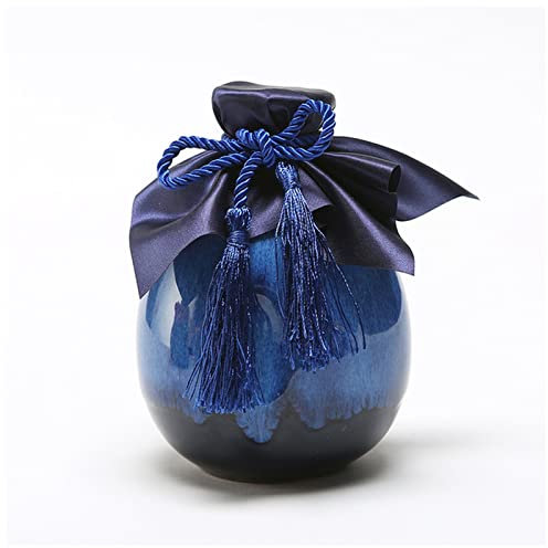 Hip Flask 500ml Sake Distribution Wine Pot Liquor Warmer Household Ceramic Creative Ceramic Bottle Barware Flagon Small Stoup Single Pot Hip Flasks for Women(Blue)