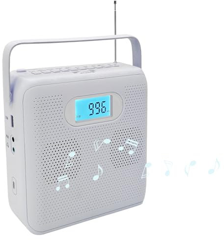 Reproductor de CD portátil con Bluetooth, repetición A-B y velocidad +/-, altavoces HiFi dobles integrados, AUX y conector para auriculares, radio FM Boombox con transcripción USB, puerto USB