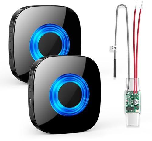 PHYSEN Funksignal Weiterleitung Set: Funkkonverter + 2 Steckdosen Empfänger für Klingelanlagen (3-24V AC/DC), 110dB Lauter Gong, Einfache Installation, Ideal für Funk Erweiterung Türklingel