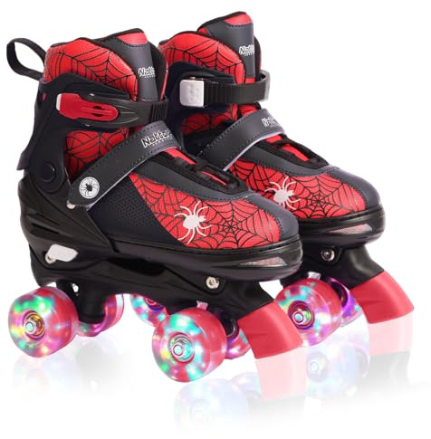 Kids Roller Skates for Boys Girls, Beginner Adjustable Boys Roller Skates | Adjustable Boys Roller Skates for Ages 3-12 with Light up Wheels Safety Protection Birthday Gift for Indoor Outdoor Sports
