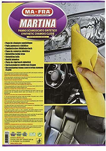 Ma-Fra Martina, Panno Scamosciato Sintetico Ultrassorbente per l'Asciugatura della Carrozzeria e Vetri Auto Senza Lasciare Aloni o Macchie d’acqua. Ideale anche per la Pulizia degli Interni, 40x60cm