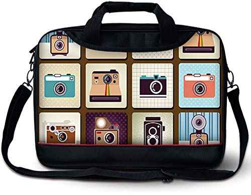 'Luxburg® 13 -17 – Custodia in pelle tracolla per PC portatile borsa da trasporto con manico. Diverse Fantasie e Misure Disponibili. Cameras 13 