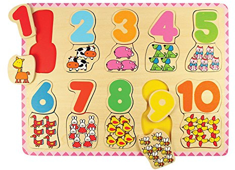 Bigjigs Toys Number and Colour Matching Puzzle - Educational Jigsaws