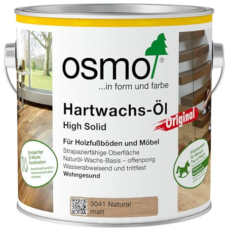 Osmo - Olio di cera dura HS Farbig 3041, naturale, contenitore da 2,5 l