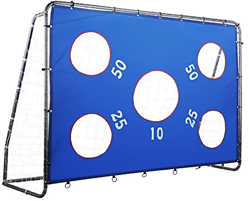 ZELUS Soccer Goal 8 x 5.6 ft, 2 in 1 Powder Coated Soccer Goal Frame with All Weather Net & Detachable Target Goal Net for improving Skills