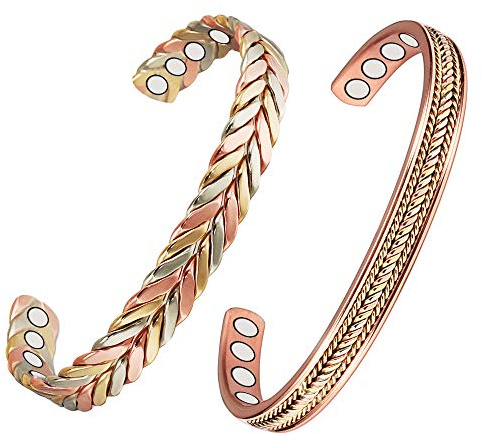 2 braccialetti magnetici al 99,9% in puro rame per uomini donne sollievo dal dolore per artrite con forti magneti regalo per la festa della mamma