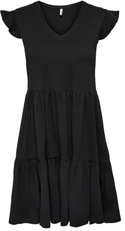 Only Robe féminine à Volants, Noir, XS