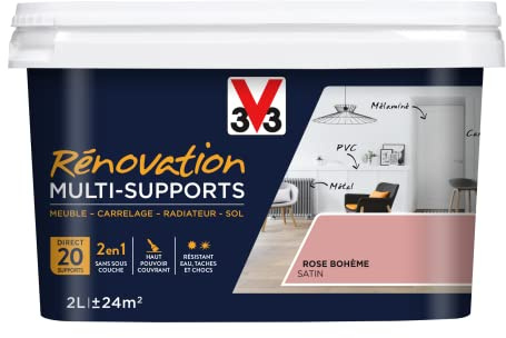 V33 Peinture rénovation multi-supports, Rose bohème 2L