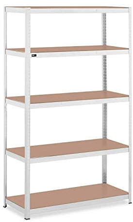 MSW MSW-STSH-29 - Estantería para Cargas Pesadas (120 x 50 x 200 cm, Capacidad para 5 x 150 kg, Metal), Color Gris