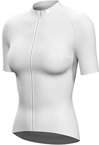Wulibike Cycling Jersey Women Short Sleeve,Bike Shirts for Women Biking Tops Breathable Cycle Bicycle Jerseys with Pockets Beige