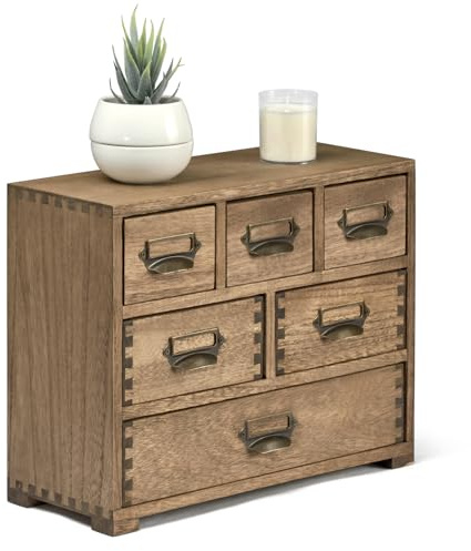 KIRIGEN Schreibtisch Schublade Schrank Storage Organizer 6 Schublade Mini Box mit Label Holder Griff für Home Office Desk Organizer und Lagerung Vintage