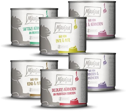 MjAMjAM - Premium Nassfutter für Katzen - Mixpaket 6 für deine Katze, 6er Pack (6 x 200 g), getreidefrei mit extra viel Fleisch