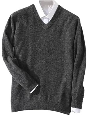 Suvoiier Maglione da Uomo in Cashmere Classico con Scollo A V Dark Gray9 XL