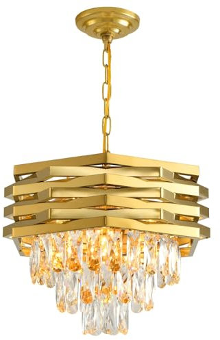 Lampadario moderno in cristallo dorato Lampadari rotondi da 40 cm per sala da pranzo K9 Lampade a sospensione a soffitto a 3 livelli Lampadario grande da incasso per soggiorno Ingresso Foyer Camera d