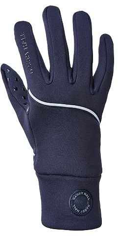 Harry Hall Thermal Equestrian Gloves - Lightweight & Fast Drying with Silicone Grip, Ideal for Horse Riding & Yard Work, Reflective Detailing, 4-Way Stretch - Navy Blue - MED