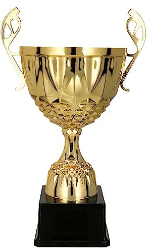 Larius Pokal aus Metall in Gold und Silber, Ehrenpreis Trophäe mit Wunschgravur (ohne Wunschtext, Gold, XL)