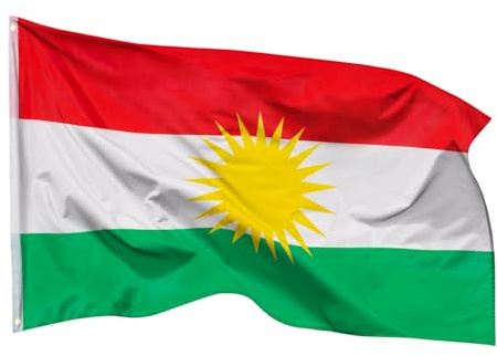 PHENO FLAGS Bandiera Kurdistan - bandiera curda 90 x 150 cm con occhielli in ottone - bandiera resistente per pennone - 100% poliestere
