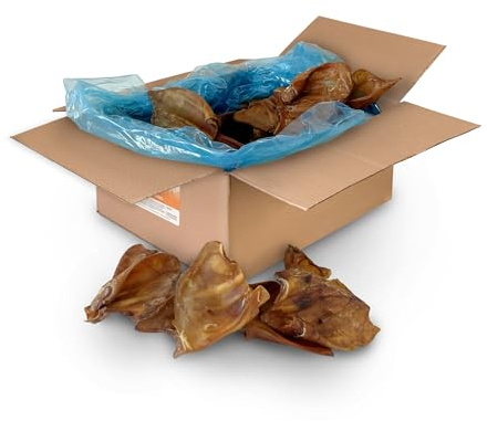 Large Pigs Ears For Dogs 50 PACK - Delicious Tasting Naturally Air-Dried - High in Protein Aids Muscle and Tissue Repair - Contains Collagen for Healthy Coats.