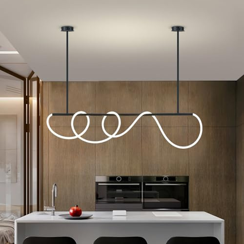 SITAFU Lámpara de araña colgante LED, negro, araña moderna, 39,4 pulgadas, altura ajustable, formas de bricolaje, comedor y sala de estar de iluminación