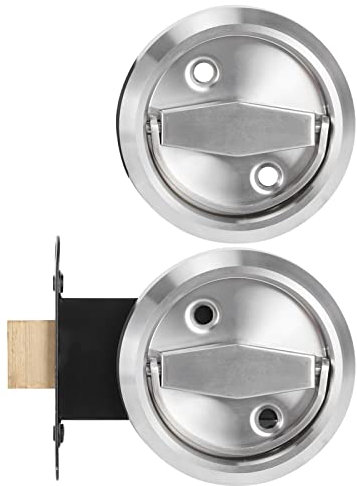 Serrure de Porte Ronde, Serrure de Porte, Robuste pour Portes en Bois, Portes en Bois en Acier, Porte d'accès de Salle de Bain (argent (avec serrure))