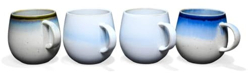 Teeladen Herzberg Maoci Jumbo Lot de 4 gobelets ronds et bombés 4 fois 400 ml – 4 motifs de couleurs différents