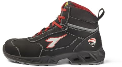 Utility Diadora, Scarpe Antinfortunistiche Unisex, Shark Engine Mid S3S FO SR ESD, Colore Black/Red, Taglia 45