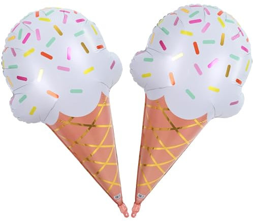 32 Inch Large Ice Cream Balloons Cone Kit, Giant Sweet Ice Cream Sprinkle Foil Balloons, Popsicle Three Scoops of Fun Social Party Decorations for Kid Girls Birthday Summer Beach Hawaii Pool Decor